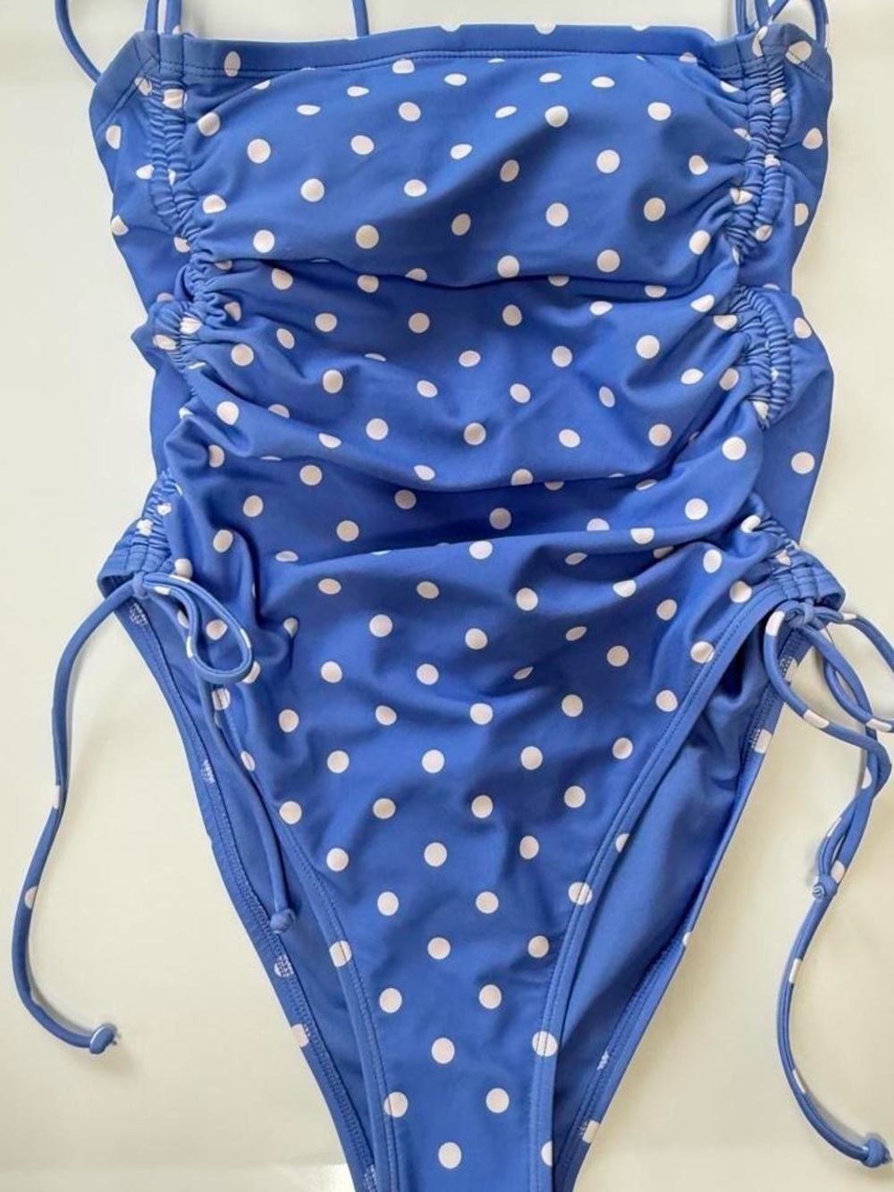 wild fable Blue Polka Dot Ruched One-Piece Swimsuit